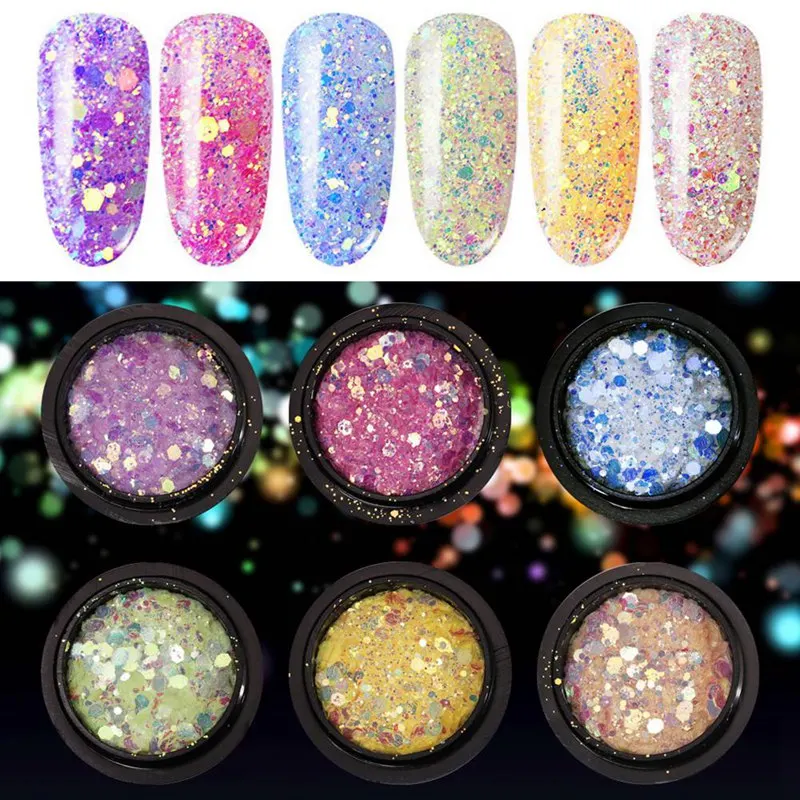 

1pot Optical Light Change Sequins Mixed Size Flakes Chameleon Nail Art Glitters 3D Manicure UV Gel DIY Accessories