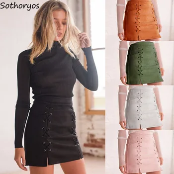 

Skirts Women Short High Waist Elegant Solid Simple All-match Leisure A-Line Skirt Womens Trendy Moda Mujer 2020 Slim Ladies