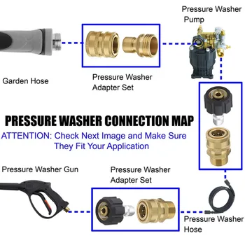 

Coupler Pressure Washer Connector Adapter Quick Connect Joint Attachment 8Set Brass Pressure Washer Connector Adapter Set