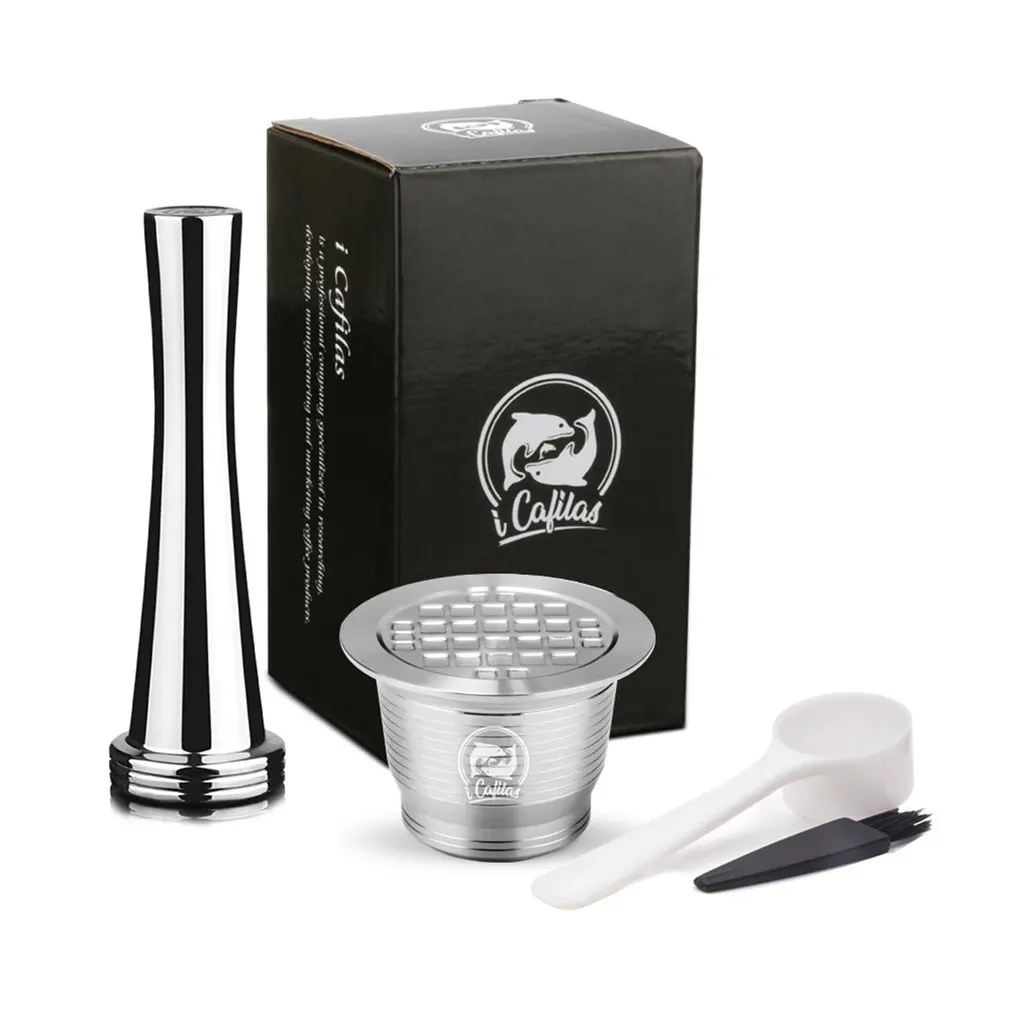

Refillable Square-hole Coffee Capsule Pod Filter Dripper Tamper Stainless steel Compatible with Nespresso Coffee Machine