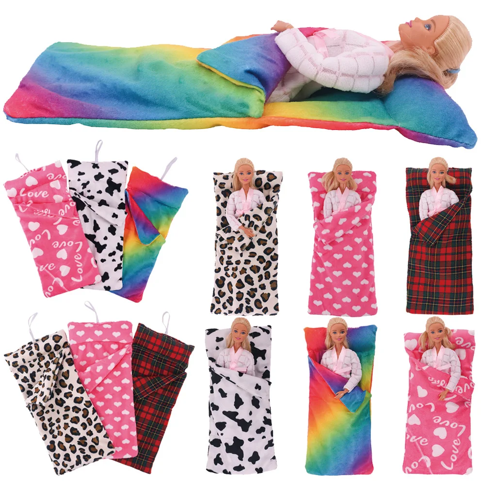 Barbies sleeping bag cute plush accessories doll pajamas Christmas toy accessories suitable for Barbies & 1/6 BJD Blythe dolls