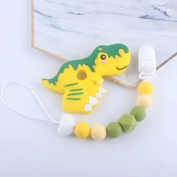 

Silicone Teethers and Teething Clip Chain Silicone Beads DIY Teething Necklace Baby Shower Gifts Cartoon Animals Teether