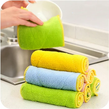 

1PC Anti-grease Dish Cloth Bamboo Fiber Washing Towel Scouring Pad Magic Cleaning Rags Kitchen Household Supplies Cleaning Tools