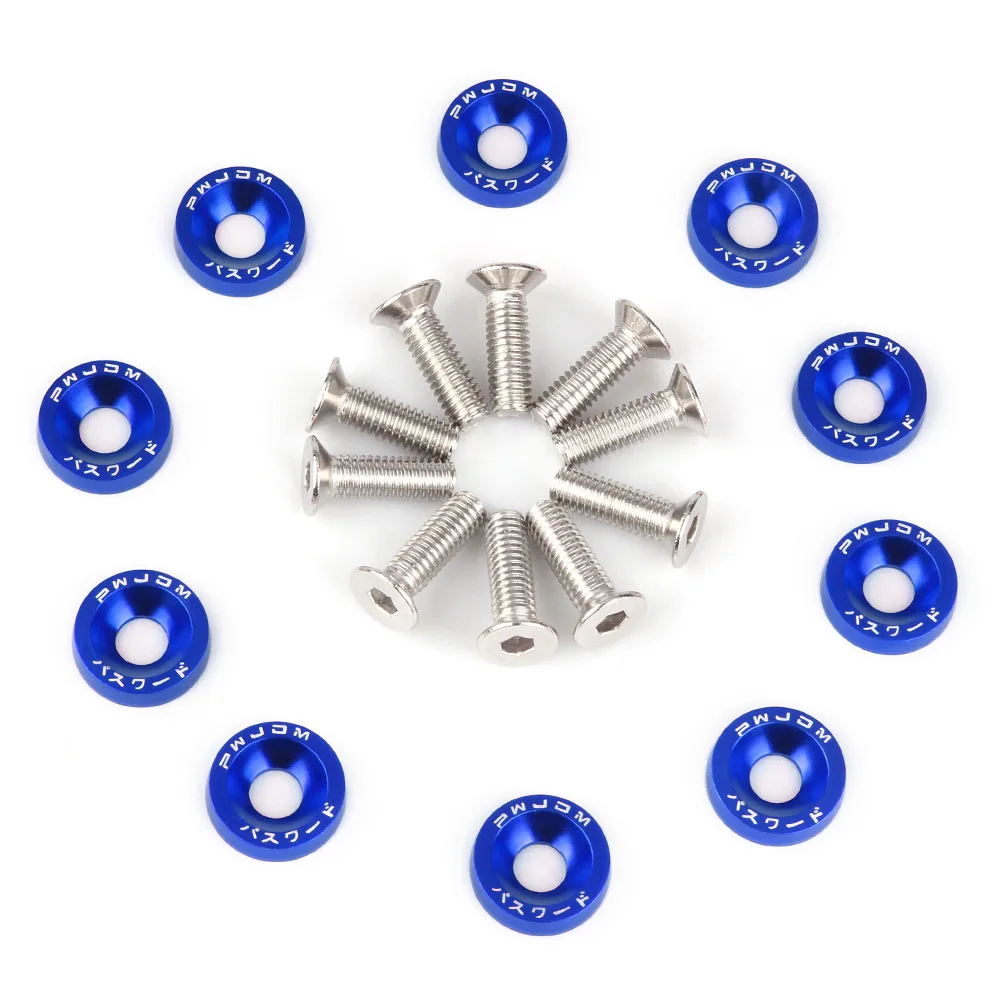 Auto Fasteners Auto Accessories Fender Washers Car Accessories Car Screws Stainless Steel Bolt Stainless Steel Nut Stainless Steel Screw Carbon Steel Bolts Brass Standoff Bolt JDM Style Aluminum Fender Washers (10pcs/Pack) and M6 Bolt For Honda Civic Integra RSX EK EG License Plate Bolts RS-QRF002