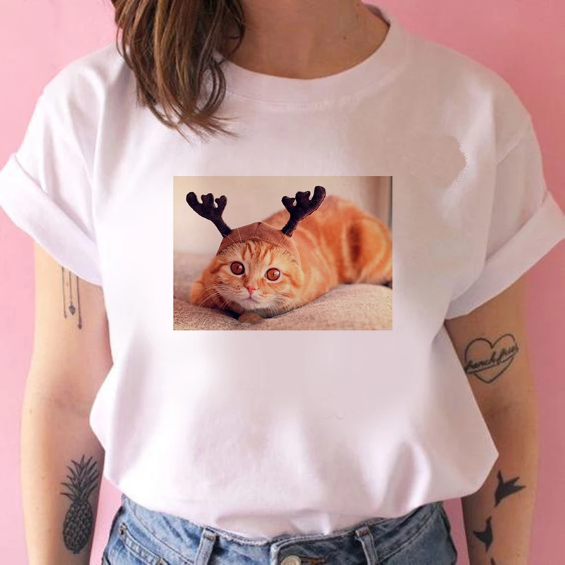 Summer Casual Women T shirts Lovely dogs and cats Printed Fashion clothing Harajuku Casual Korean Style Tops female Tee