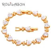 Rolinason Романтический Ретро Кристалл белый циркон в форме сердца золотые браслеты для женщин классические ювелирные изделия TB188