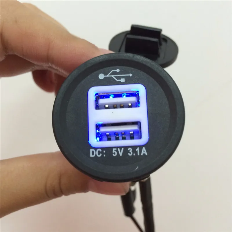 Синий светодиодный розетка для автомобильного прикуривателя с двумя портами USB Зарядное устройство 2 Порты и разъёмы Мощность адаптер Выход 5V 2.1A/1A Зажигалка для сигарет