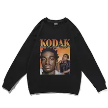 Awesome Hip Hop Rap Kodak Black Sweatshirt High Quality Print Pullover Mens Loose Streetwear Unisex Fashion Cotton Sweatshirts