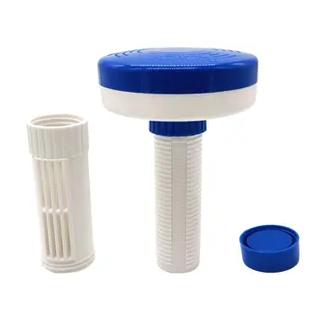 

Floating Swimming Pool Chlorine Dispenser Blue and White Dosing Device Outdoor Tubs Accessories 13.5*12*4.5cm