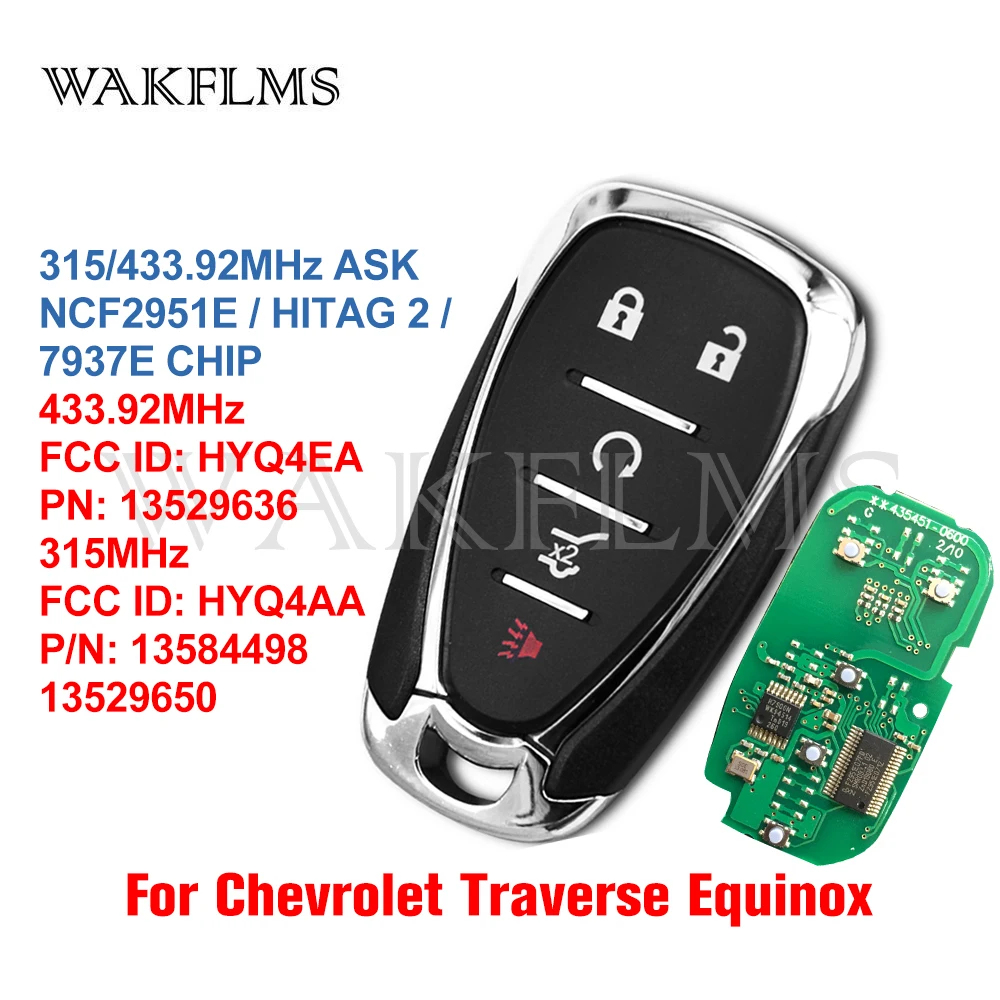 For Chevrolet Traverse Equinox 2018 2019 2020 Smart Car Key 7937E CHIP FCC ID:HYQ4EA HYQ4AA PN:13529636 13584498 13529650