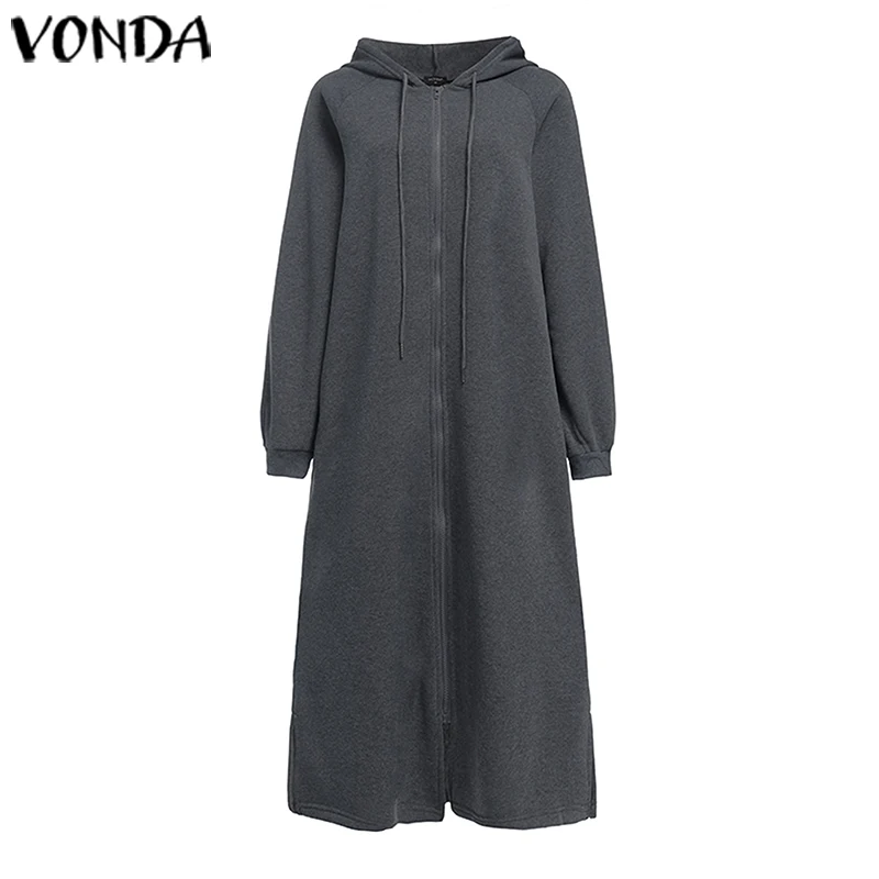 Кардиганы для беременных,, VONDA, женская верхняя одежда с длинным рукавом и карманом, одноцветная, Длинные рубашки, женские свободные блузки, 5XL Blusas