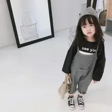 Новые стильные комбинезоны для девочек осенние модные длинные штаны для детей 1-7 лет PX992