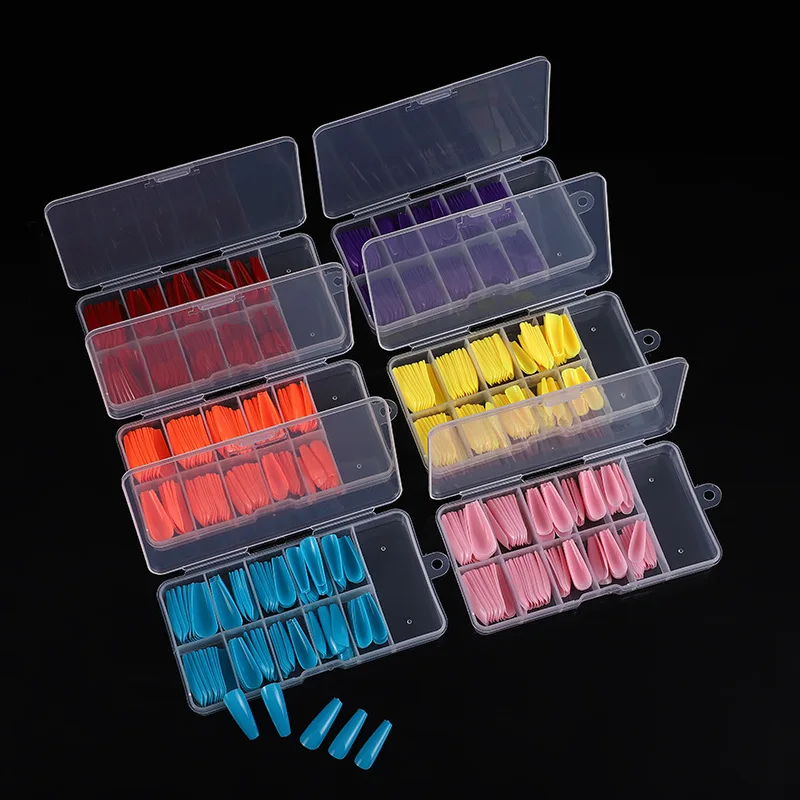 Накладные ногти 100 шт. однотонные балетные очень длинные красные фиолетовые