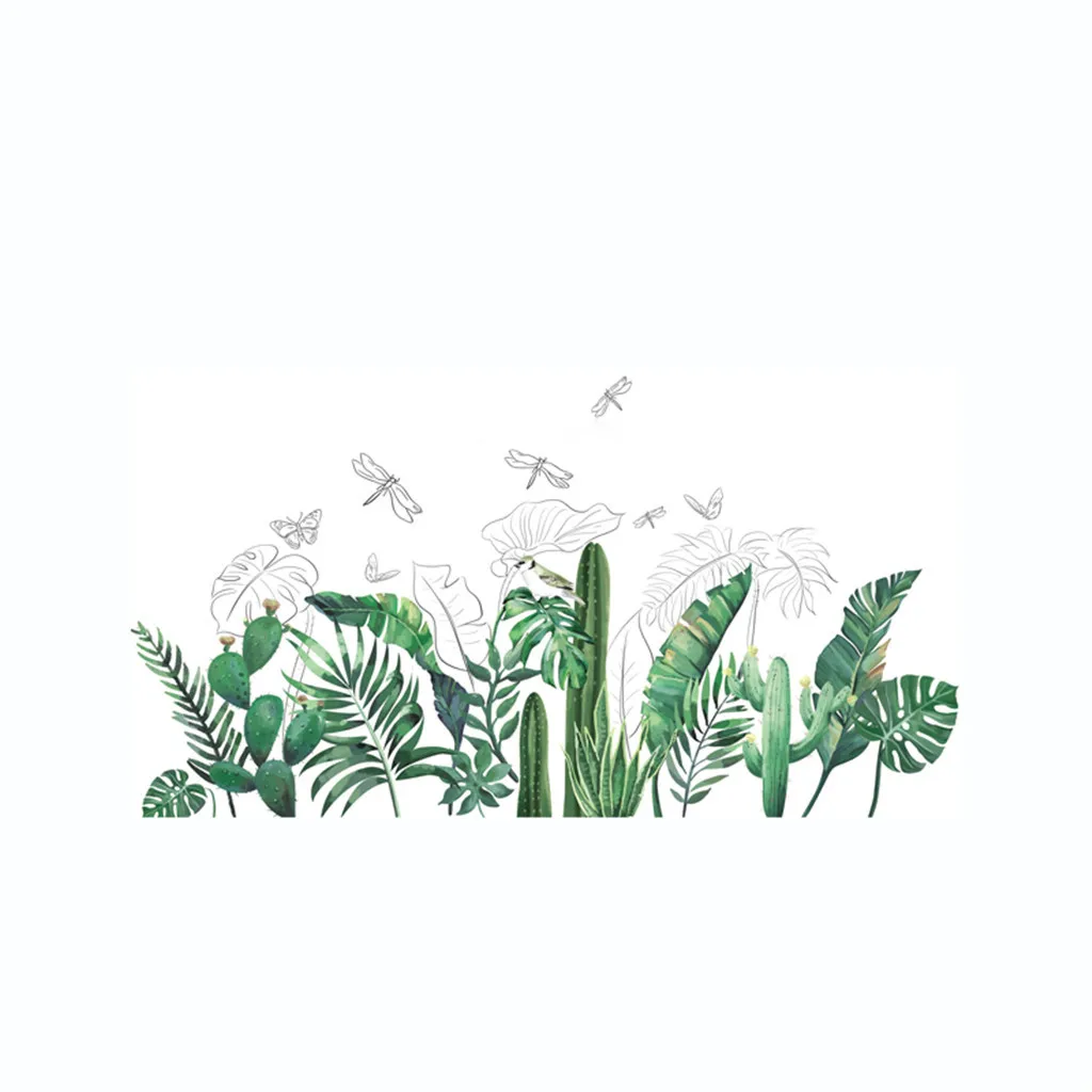 

Tropical Plants Leaves Wall Stickers Home Children's Room Green Plants StickerS Wallpaper stickers for creative home decor