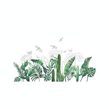

Tropical Plants Leaves Wall Stickers Home Children's Room Green Plants StickerS Wallpaper stickers for creative home decor