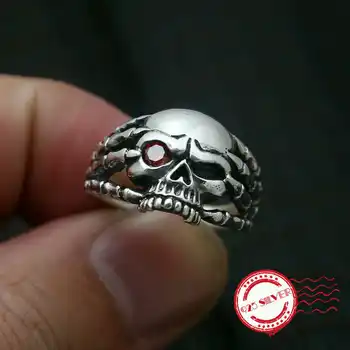 

S925 sterling silver men's ring jewelry handmade retro classic personality style claw claw skull one-eyed shape 2018 new gift