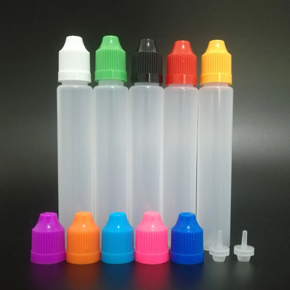 100pcs 30ml PE Plastic Dropper Bottle With Childproof Cap And Long Thin Tip E-Liquid Ink Liquid Applicator Squeezable Container