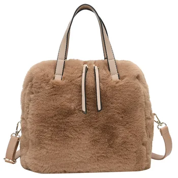 

New fashion women plush handbag fur shoulder messenger bag plush female bag