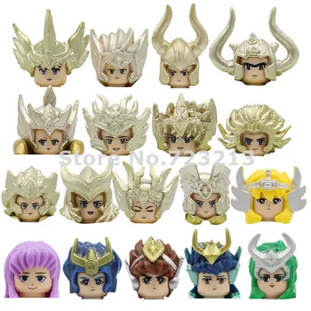 

Single Bronze Saint Seiya Athena Figure Head Saori Kido Ikki Hyoga Shun Chrom Cartoon Building Blocks Model Bricks Toys