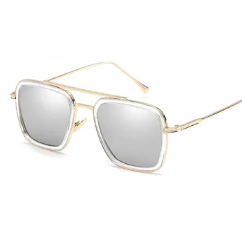 

Men new trendy square frame PC sunglasses retro unisex metal ce sunglasses