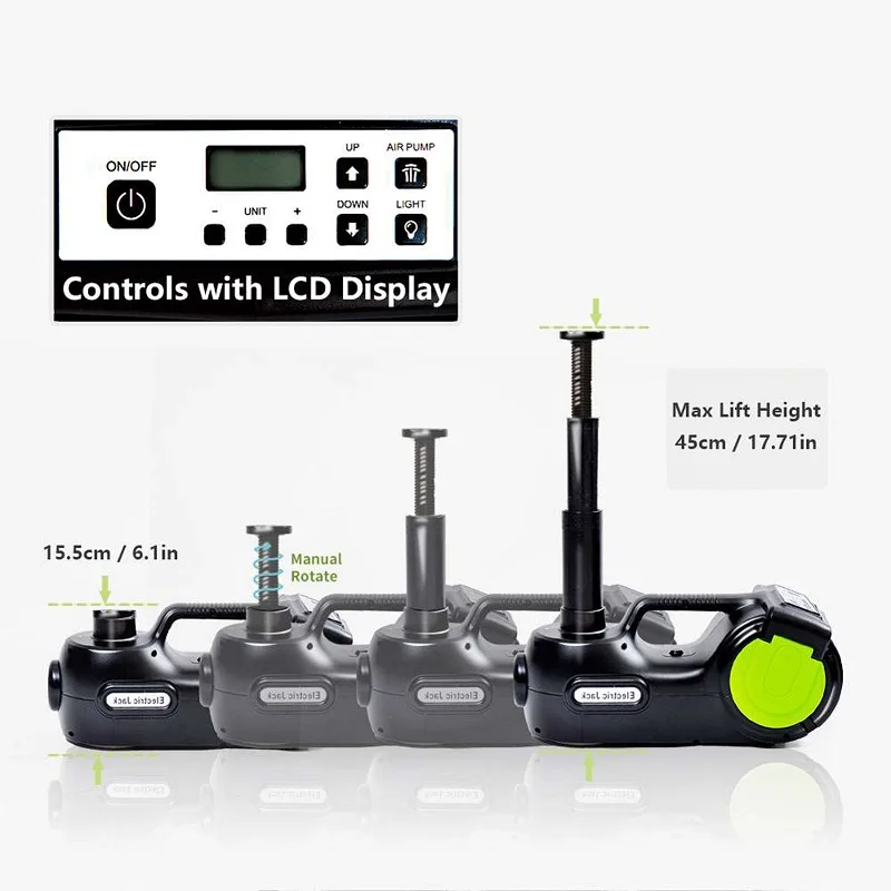 NthPower 3 in 1 5 ton Electric Hydraulic Car Jack with Inflator Pump LED Electric Impact Wrench Digital Jack Auto Lift Tools NthPower 3 in 1 5 ton Electric Hydraulic Car Jack with Inflator Pump LED Electric Impact Wrench Digital Jack Auto Lift Tools