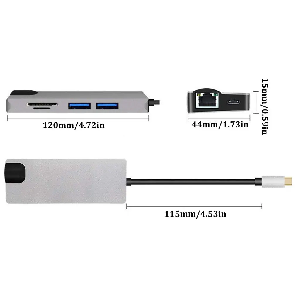 8 в 1 type C к 2USB SD Micro SD LAN VGA HDMI usb-c переходник концентратор Расширение PD зарядная док-станция 1000 Мбит/с Rj45 OTG дисплей