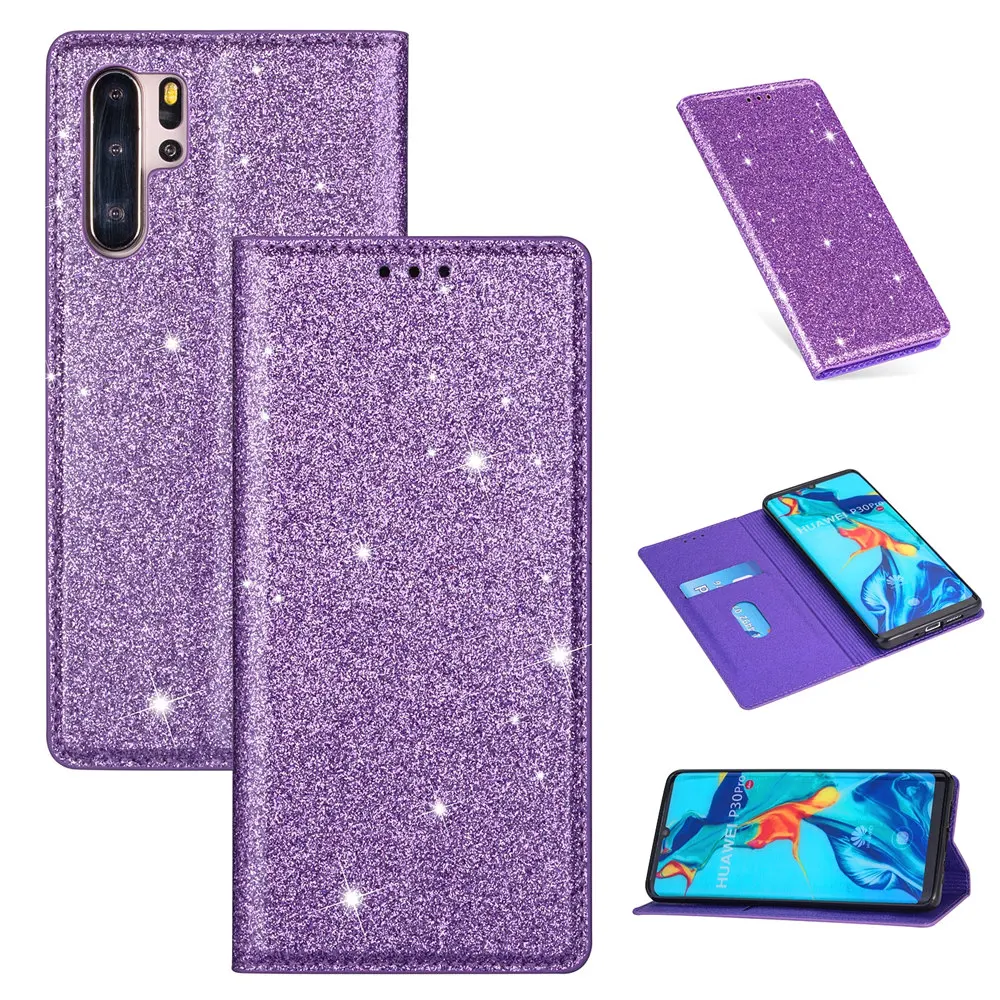 Роскошный блестящий кожаный чехол-книжка для huawei mate P20 P30 10 20 30 Lite Pro Y6 Y7 P Smart Plus Honor 8A откидная крышка
