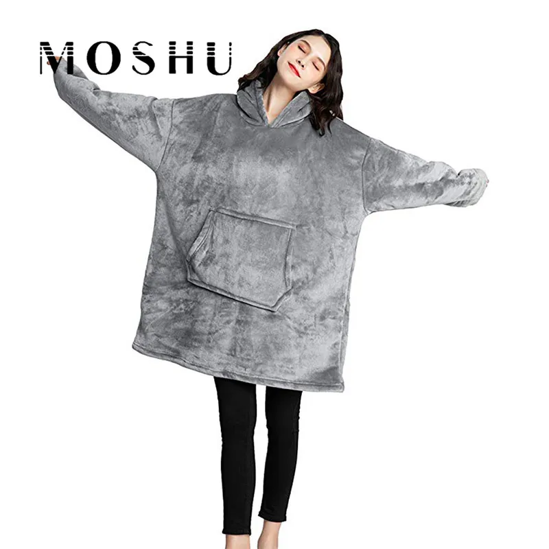 Online Manta con mangas mujer Sudadera con capucha de gran tamaño polar caliente sudaderas con capucha manta de televisión con capucha mujer Albornoz Casaco femenino