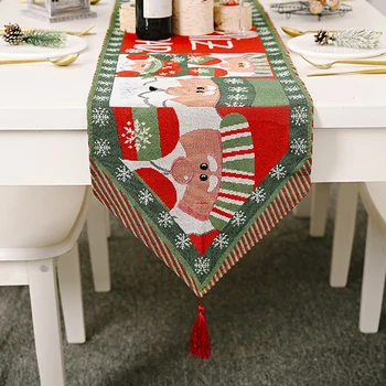 

Christmas Printed Table Runner Decoration New Year Xmas Festival Party Tablecloth For Home Kitchen Desk Decorative Accessories