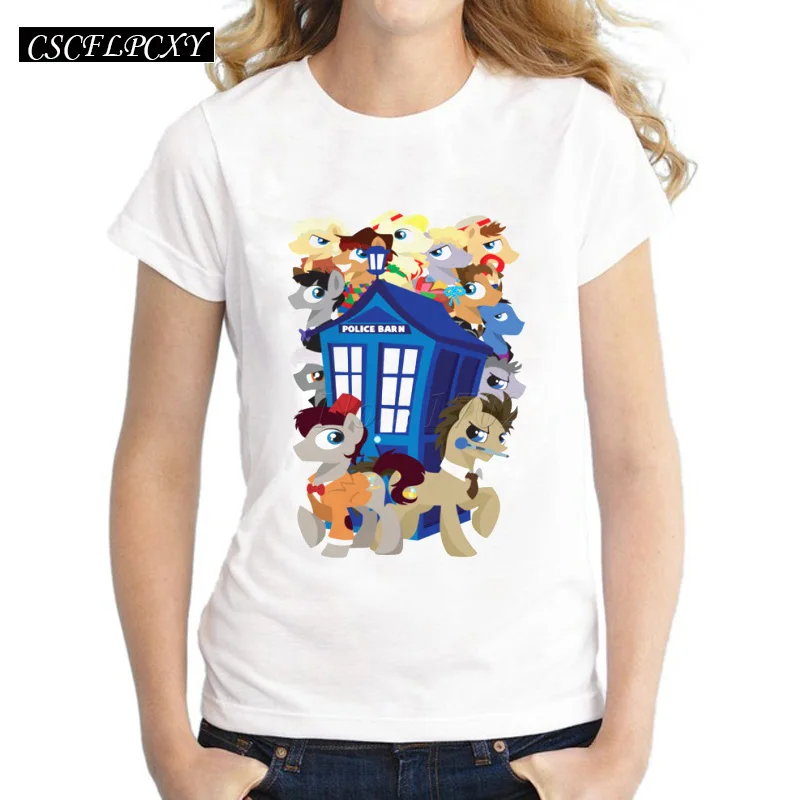 Новая модная женская футболка DR WHO, рождественские повседневные топы с изображением полицейской коробки, Модные Новинки футболки с коротким рукавом