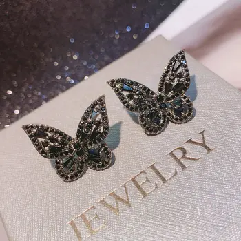 

Trendy cubic zirconia black butterfly earring