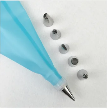 

8 Pcs/set cake decorating tools Silicone Icing Piping Cream Pastry Bag with 6pcs Stainless Steel Nozzle Sets Cake DIY Decorating