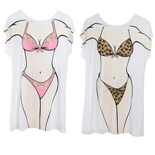 Женская футболка с коротким рукавом бикини печатных платья пляж закрытый купальник