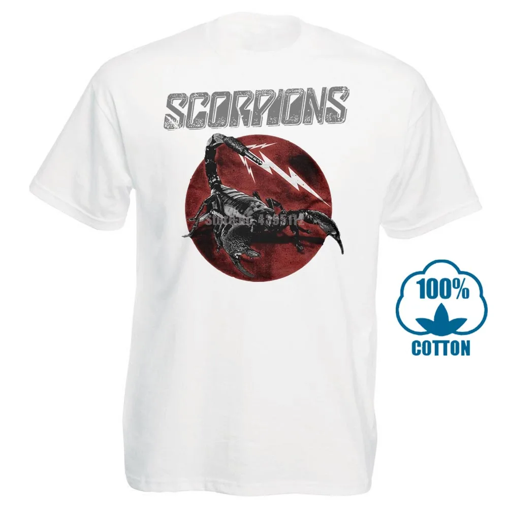 Скорпионов логотип рубашка Размеры S, M, l Xl XXL футболки официальный Rock Band футболка - Цвет: Белый