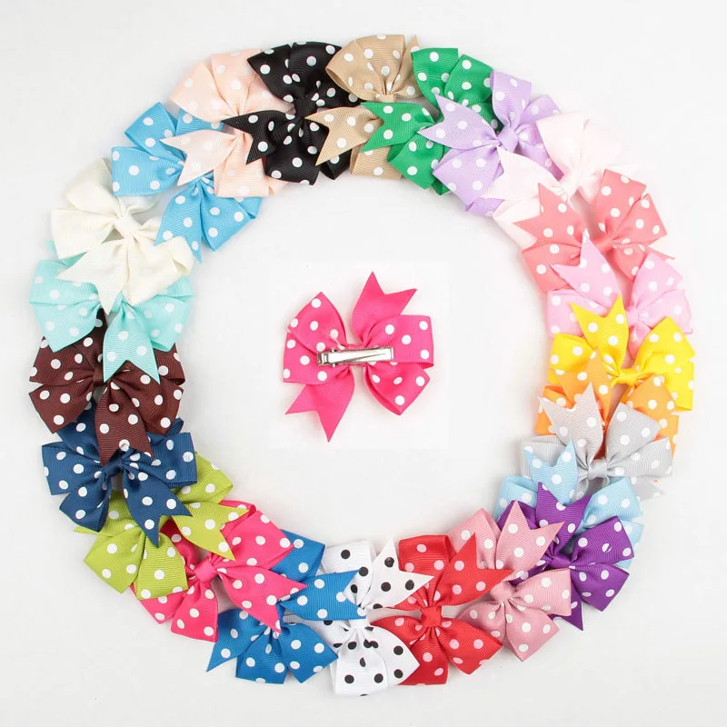 Random Color 5 Pcs 5 шт./лот, милые детские заколки для волос, бант из ленты в горошек, ручная работа, Милая принцесса, BB, детские заколки для волос для девочек, аксессуары для волос для новорожденных - Цвет: Random Color 5 Pcs