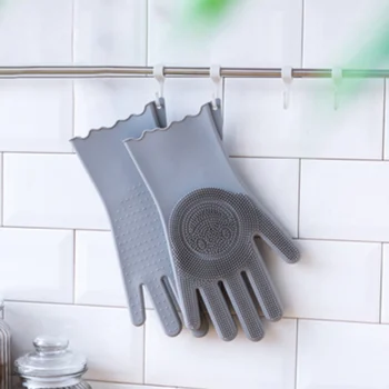 

1 Pair Kitchen Magic Silicone Dish Washing Gloves For Household Silicone Rubber Dishwashing Gloves Silicone Cleaning Gloves 1