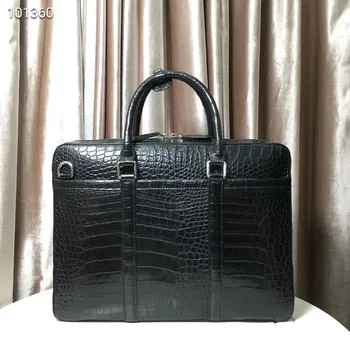 

Authentic Crocodile Belly Skin Businessmen Working Briefcase Laptop Case Genuine Real Alligator Leather Male Top-handle Handbag