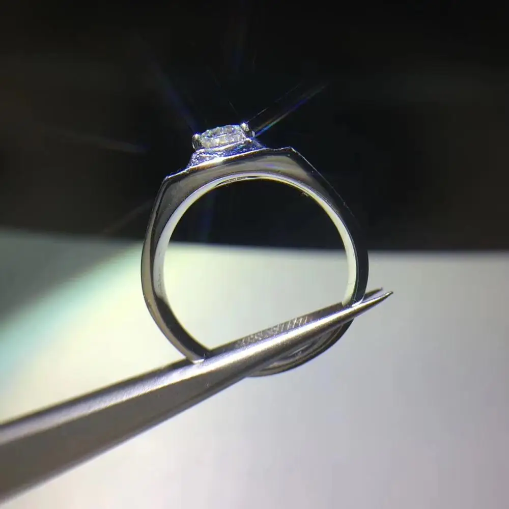 Круглое серебряное кольцо Moissanite 0.80ct D VVS Роскошные Moissanite свадебное кольцо для мужчин