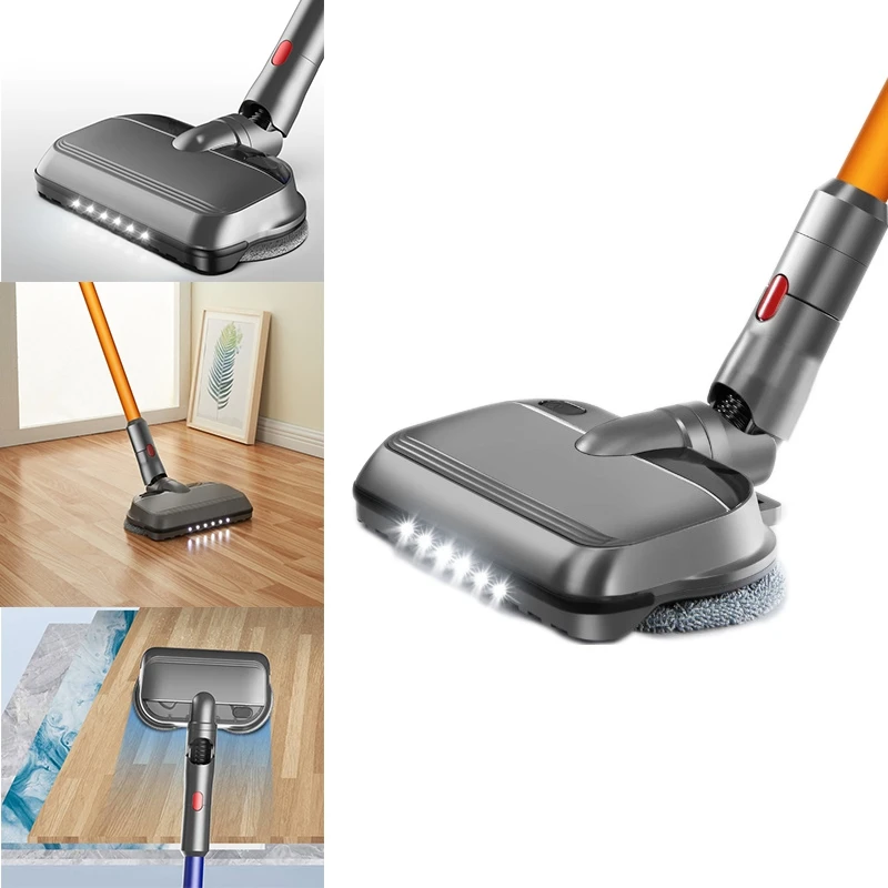 Upgraded Electric Wet Dry Mopping Brush Head with LED Light for Dyson V7 V8 V10 V11 Replacement Parts with Mop Pads