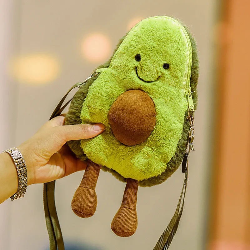 Avocado Shoulder Bag Cute Fruit Plush Backpack Watermelon Pineapple Cherry Ins Hot Coin Purse Super Ugly (9)