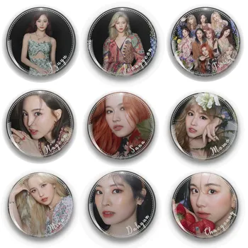 

Kpop TWICE Members Ninth Mini Album MORE＆MORE Round Badge TZUYU DAHYUN Brooch Chest Pins