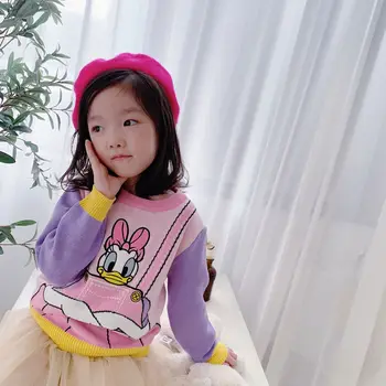 

Girls sweater 2020 pullover toddler girl sweater cartoon pink purple colour sweater for girl