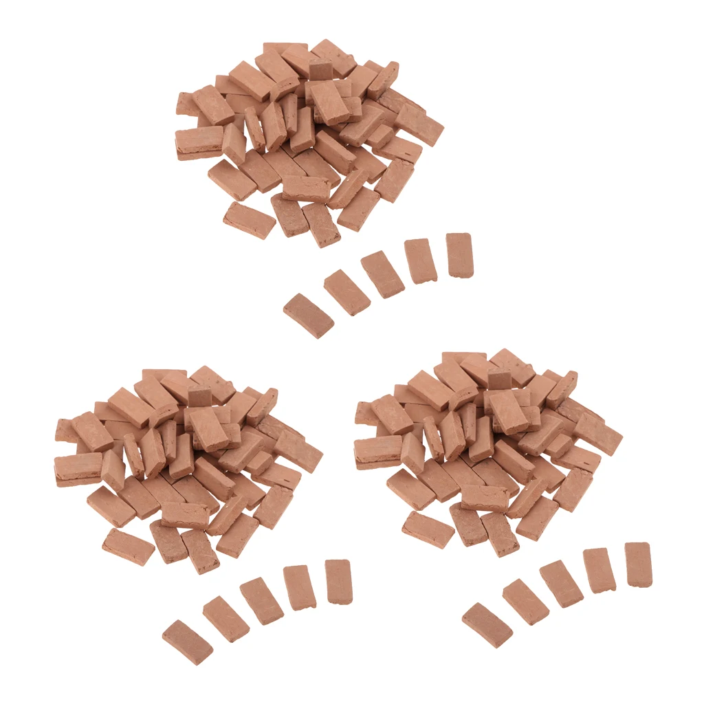 

MagiDeal 150Pcs Simulation Red Clay Bricks Model 1/35 Layout for Diorama Landscape Building Accessory 11x6mm