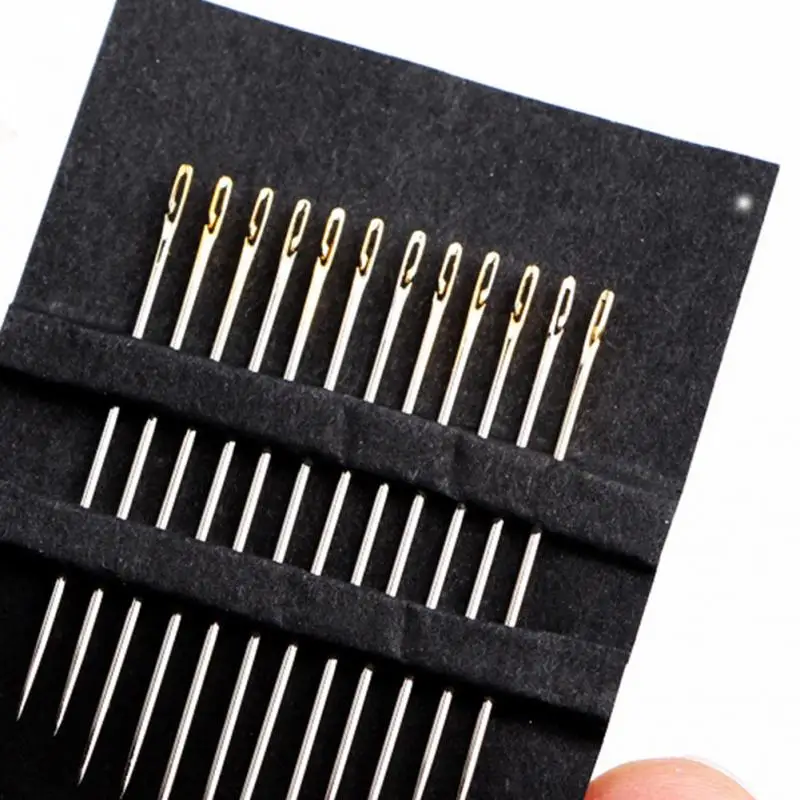 12 шт. набор игл для шитья с натуральным деревом, самонарезающийся чехол для шитья игл, инструмент для вязания в форме трубки