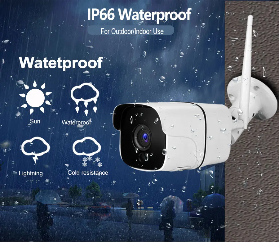 2MP IP66 наружная цилиндрическая камера Camhi Wifi 1080P ONVIF Беспроводная Проводная ip-камера SD 128G максимальная длина 3 м шнур питания аудио мониторинг