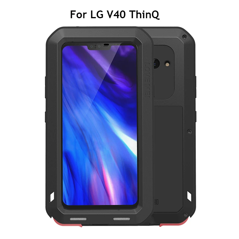 Love Mei Brand Case For LG V40 ThinQ Cover (6.4 inch) Full Body Shockproof Metal Armor Phone With Glass |