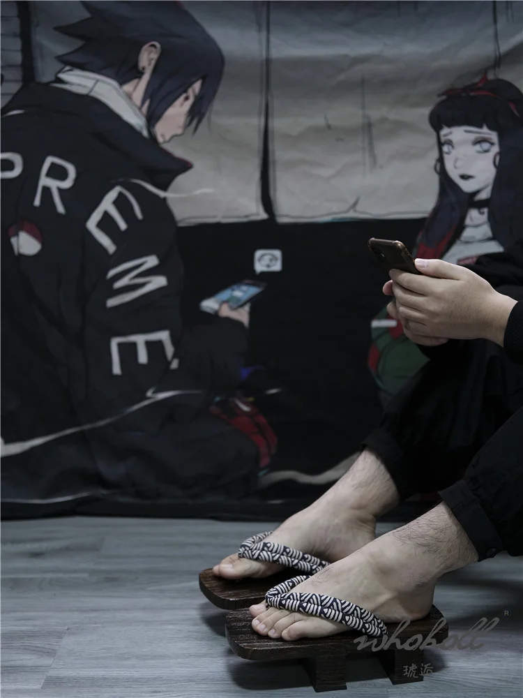 Japanischen Samurai Holz Geta Clogs Schuhe Mann Frauen Flip-Flops Sommer Slipper Anime Cosplay Schuh Unisex Sandalen – Detail 8