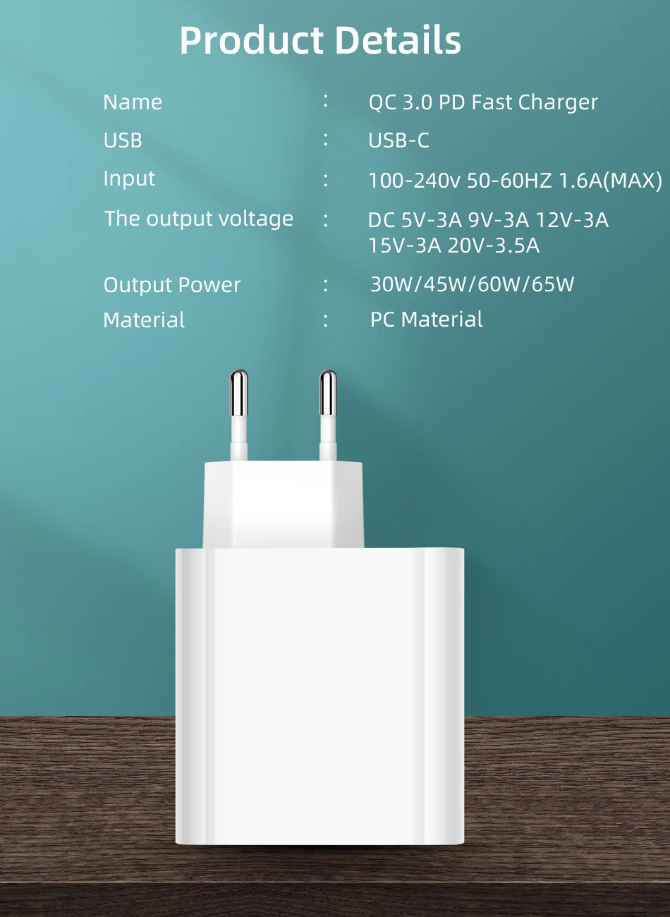 USB C зарядное устройство для телефона 30 Вт 45 Вт 60 Вт 65 Вт QC3.0 PD3.0 адаптер питания для iPhone 11Pro samsung S9 USB-C зарядное устройство для ноутбуков MacBook Pro