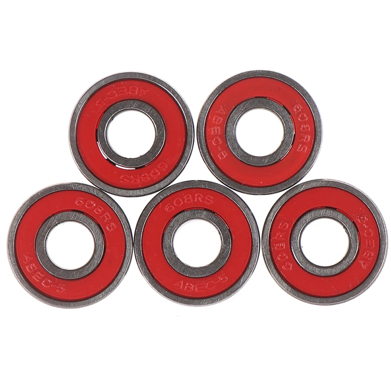 5Pcs Red ABEC-7 608RS Skateboard Roller Sealed Ball Bearings 8x22x7mALUKDIÖÖ 