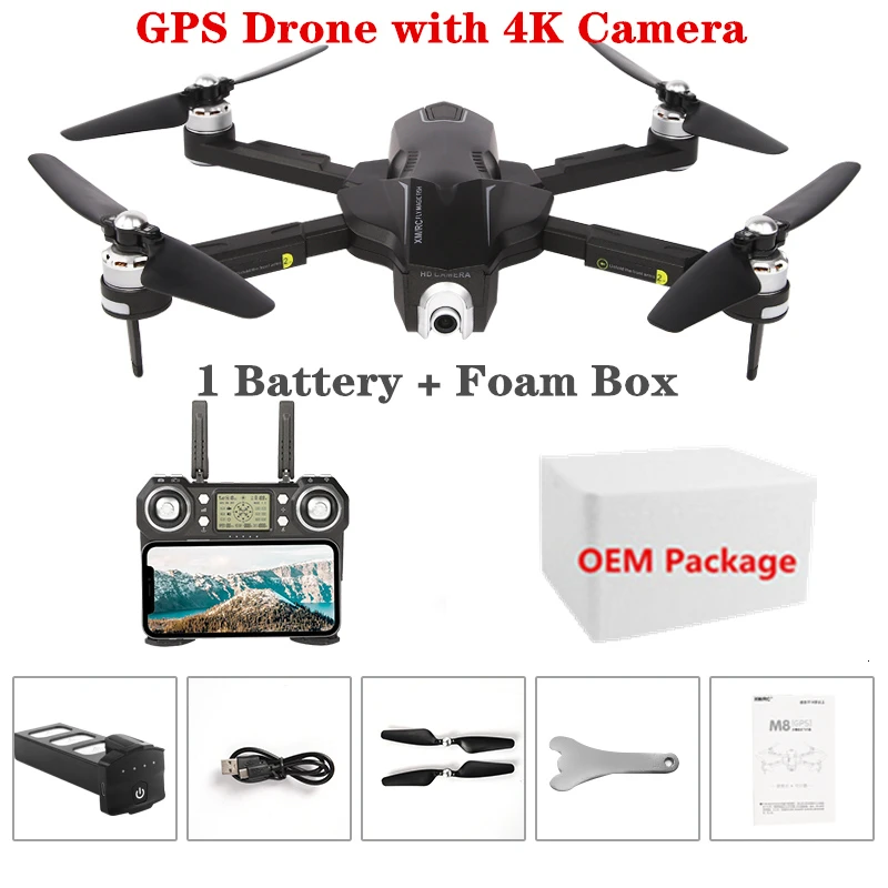 Gps Радиоуправляемый Дрон M8 5G wifi FPV 4K Ultra HD камера gps оптический поток позиционирования Квадрокоптер Pro селфи камера Fly 28 MinsVS F11 SG906 - Цвет: Black-Foam Box